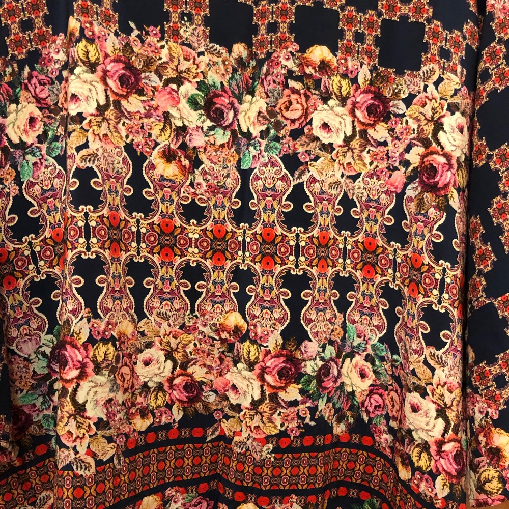 Anthro Kachel Garden tapestry print silk top 10 - Picture 10 of 12